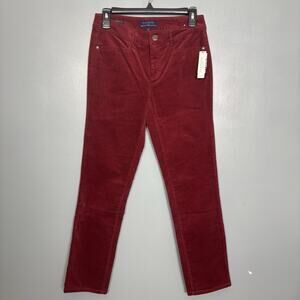 NWT TALBOTS High Waist Straight Leg Flattering 2P Red Corduroy Pants Skinny New